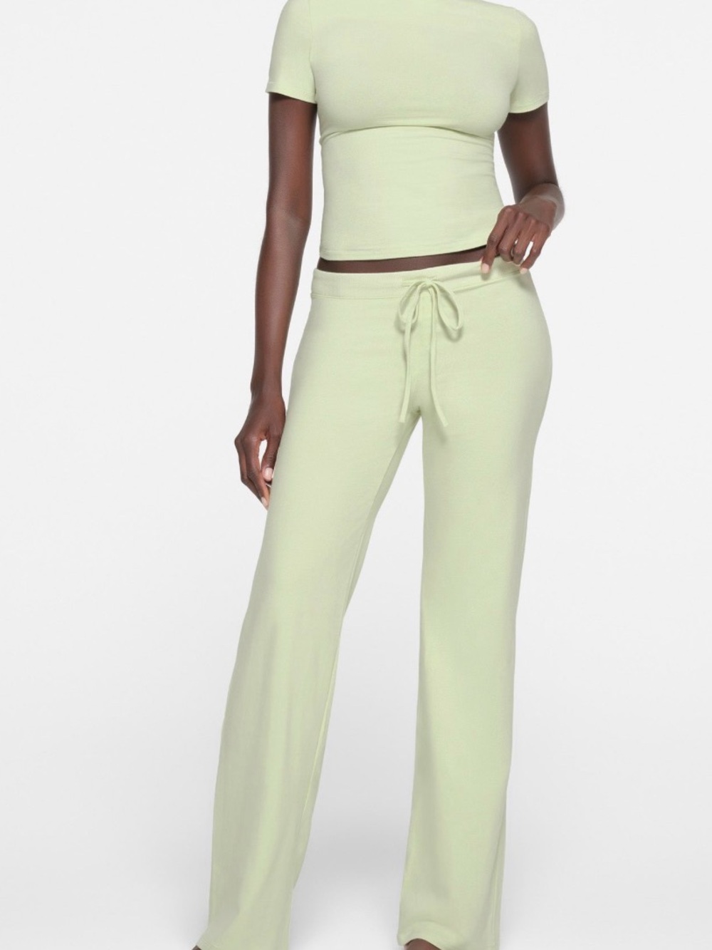 Skims Cotton Jersey Straight Leg Pants in Pistachio